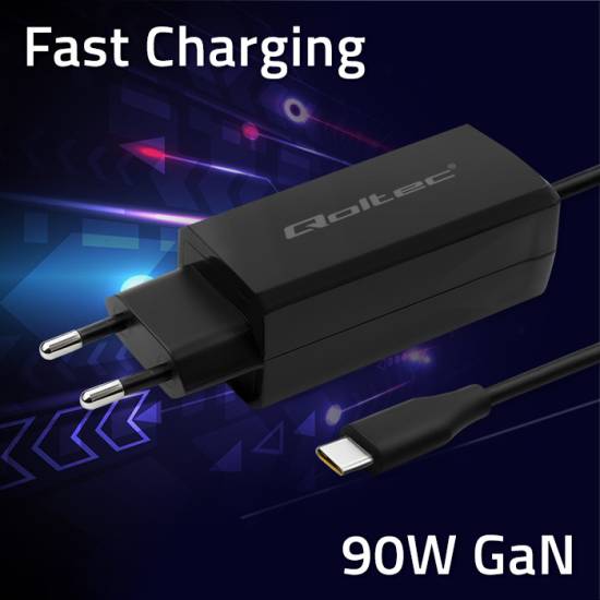 Ładowarka sieciowa GaN USB-C 90W 5-20V 3-4.5A Super Fast Qoltec 52420