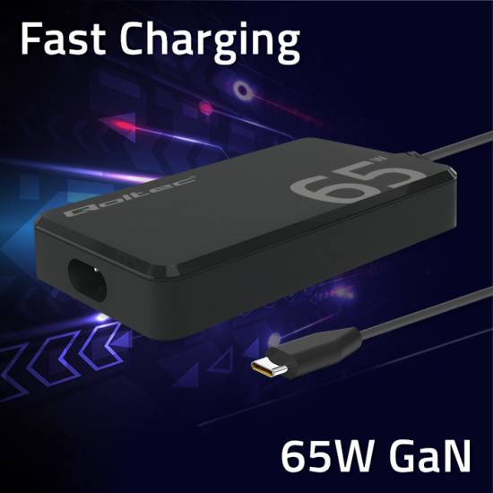 Ładowarka sieciowa GaN USB-C 65W 5-20V 3.25A PD Super Fast SLIM Qoltec 52421