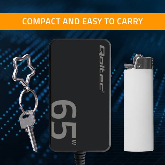 Ładowarka sieciowa GaN USB-C 65W 5-20V 3.25A PD Super Fast SLIM Qoltec 52421
