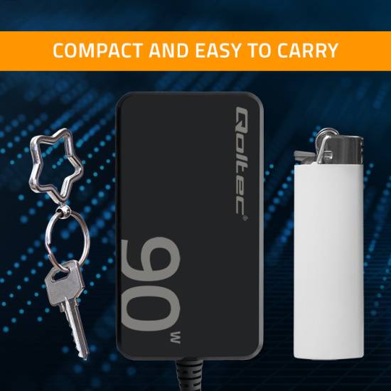 Ładowarka sieciowa GaN USB-C 90W 5-20V 4.5A PD Super Fast SLIM Qoltec 52422