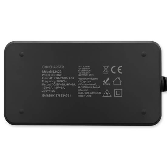 Ładowarka sieciowa GaN USB-C 90W 5-20V 4.5A PD Super Fast SLIM Qoltec 52422