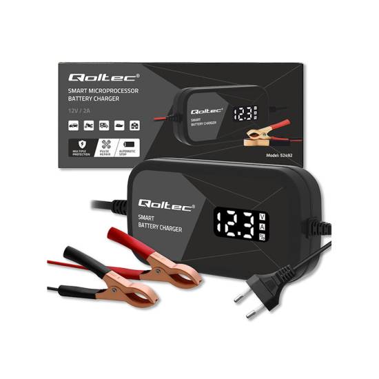 Ładowarka mikroprocesorowa 12V 2A z funkcją regeneracji ogniw do akumulatora AGM GEL Qoltec 52492