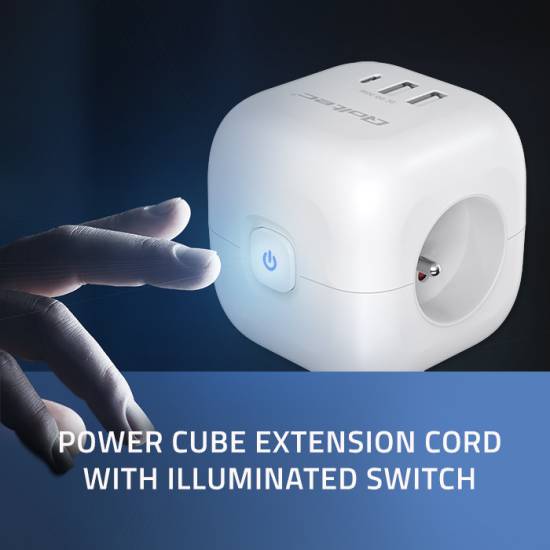 Listwa zasilająca 3-gniazda 2x USB 1x USB-C kostka Qoltec 52548