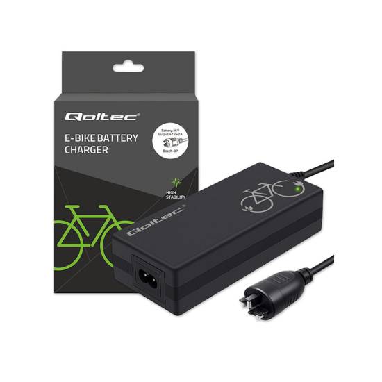 Ładowarka do roweru skutera elektrycznego 36V 42V 2A wtyk Bosch 3Pin szybka Qoltec 52613