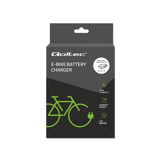 Ładowarka do roweru elektrycznego 36V 42V 2A wtyk C14-IEC-3Pin Qoltec 52617