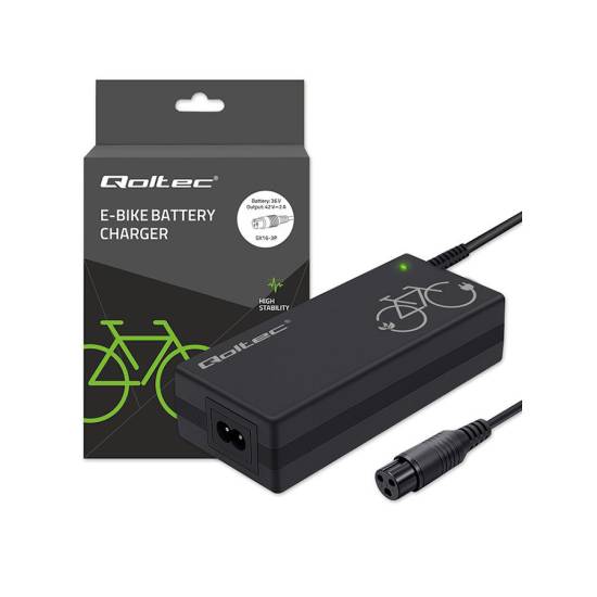 Ładowarka do roweru skutera elektrycznego 36V 42V 2A wtyk 3P-GX16 szybka Qoltec 52618