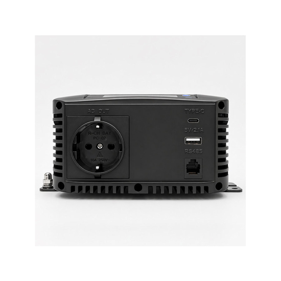 Przetwornica napięcia Pure Sine Wave 300W / 600W 12V na 230V LCD USB USB-C kompatybilna z LiFePO4 GEL AGM czysty sinus Qoltec 52687
