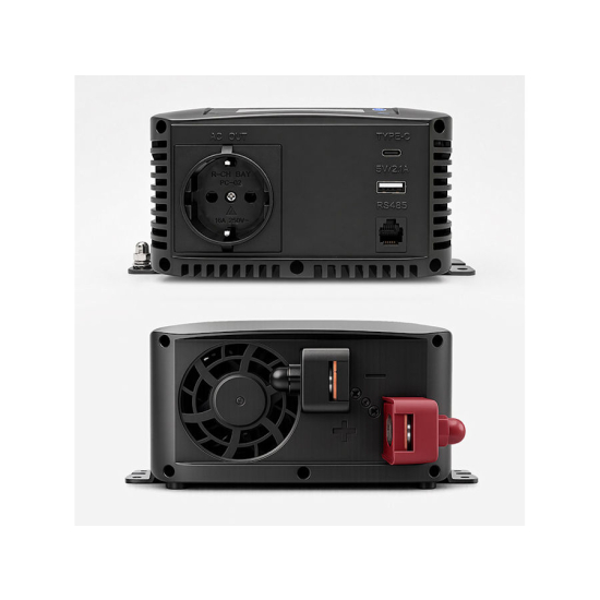 Przetwornica napięcia Pure Sine Wave 500W / 1000W 12V na 230V LCD USB USB-C kompatybilna z LiFePO4 GEL AGM czysty sinus Qoltec 52688