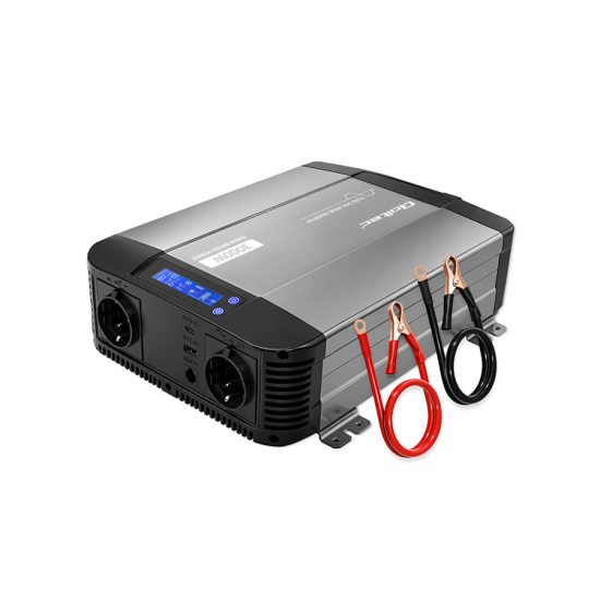 Przetwornica napięcia Pure Sine Wave 1500W / 3000W 12V na 230V LCD USB USB-C kompatybilna z LiFePO4 GEL AGM czysty sinus Qoltec 52690