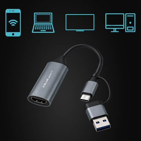 Karta przechwytująca obraz HDMI 4K@30Hz USB-C USB-A Qoltec 53789