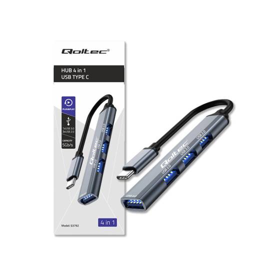 Hub USB-C 3.1 USB 2.0 x3 USB 3.0 x1 Qoltec 53792