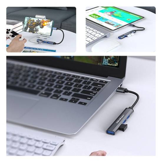 Hub USB-C 3.1 USB 2.0 x3 USB 3.0 x1 Qoltec 53792