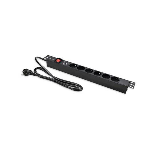 Listwa zasilająca 19" 1U 6-gniazd francuskie wyłącznik 1,8m Qoltec 54600