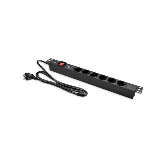 Listwa zasilająca 19" 1U 6-gniazd Schuko wyłącznik 1,8m Qoltec 54601