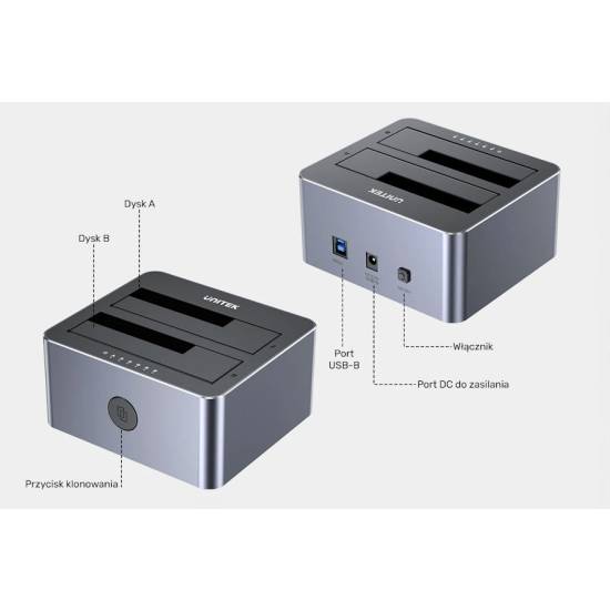 Stacja dokująca USB 3.0 5Gbps Unitek Y-3026GY01-EU klonowanie