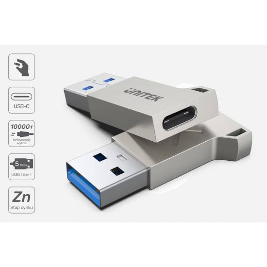Adapter USB-C żeńskie -> USB 3.1 A męskie Unitek A1034NI