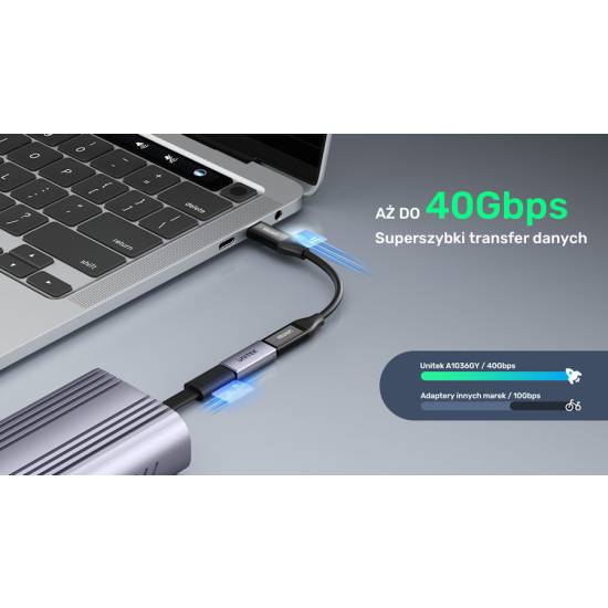 Adapter USB-C Ż/Ż przelotka 8K 40Gbps 240W Unitek A1036GY