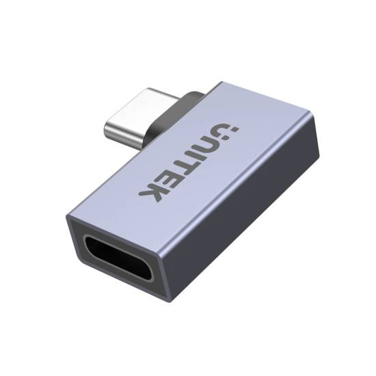 Adapter USB-C M/Ż kątowy płaski 8K 40Gbps 240W Unitek A1040GY01
