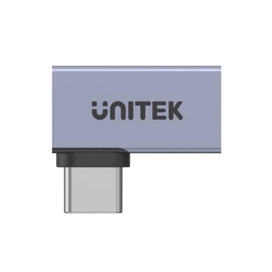 Adapter USB-C M/Ż kątowy płaski 8K 40Gbps 240W Unitek A1040GY01