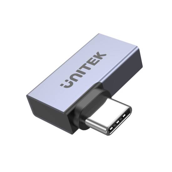 Adapter USB-C M/Ż kątowy płaski 8K 40Gbps 240W Unitek A1040GY01