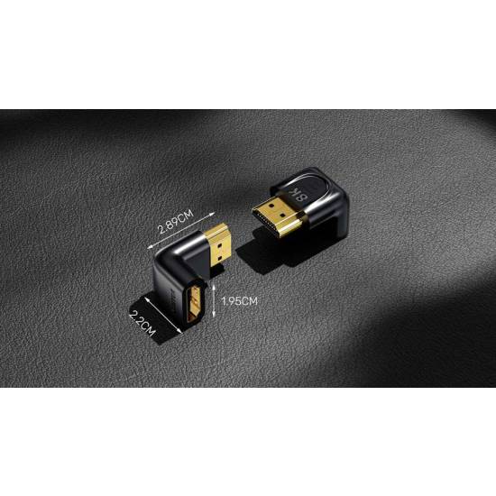 Adapter kątowy HDMI M -> HDMI Ż 8K Unitek A1046ABK03