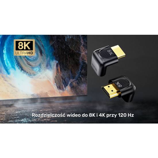 Adapter kątowy HDMI M -> HDMI Ż 8K Unitek A1046ABK03