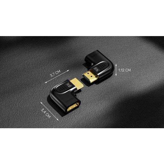 Adapter kątowy HDMI M -> HDMI Ż 8K płaski Unitek A1047ABK03