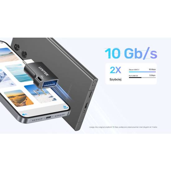 Adapter USB-C -> USB-A 10Gbps Unitek A1048ABK01