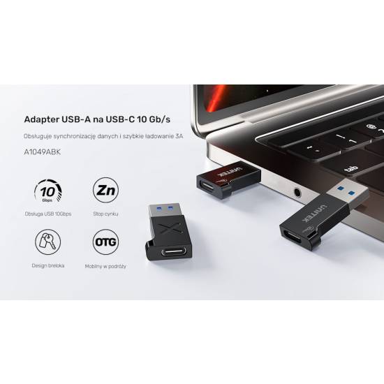 Adapter USB-A -> USB-C 10Gbps Unitek A1049ABK01