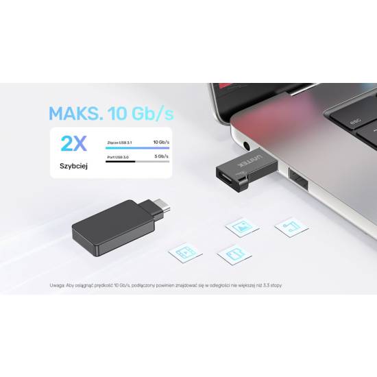 Adapter USB-A -> USB-C 10Gbps Unitek A1049ABK01