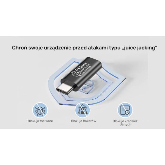 Adapter blokujący dane USB-C Unitek A1055ABK01
