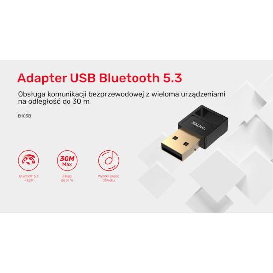Adapter USB Bluetooth 5.3 BLE czarny Unitek B105B