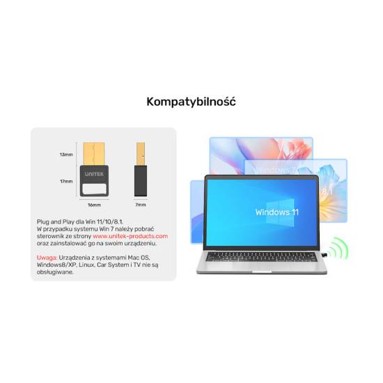Adapter USB Bluetooth 5.3 BLE czarny Unitek B105B