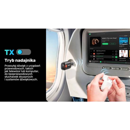 Adapter mini jack nadajnik/odbiornik audio 10m Bluetooth 5.3 Unitek B1111A01