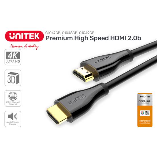 Kabel HDMI 2.0 M/M Premium Certified 3,0m Unitek C1049GB