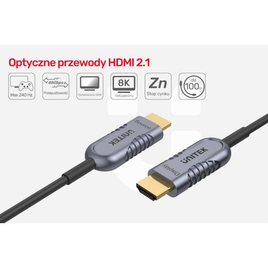 Kabel optyczny HDMI 2.1 AOC 8K 20,0m Unitek C11030DGY