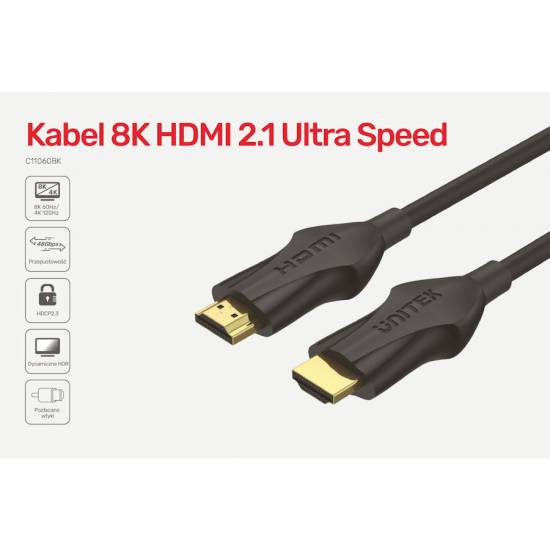 Kabel HDMI 2.1 M/M 8K 2,0m Unitek C11060BK-2M