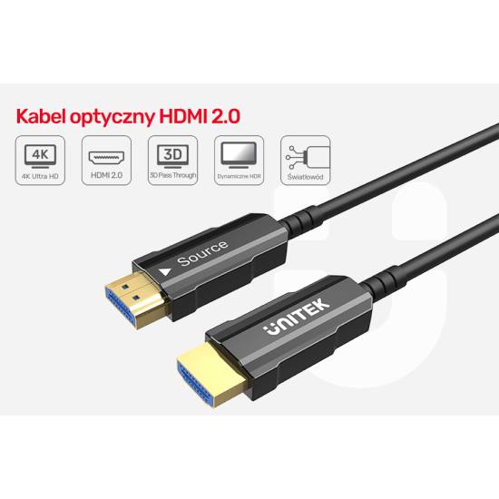 Kabel optyczny HDMI 2.0 AOC 4K 30,0m Unitek C11072BK-30M