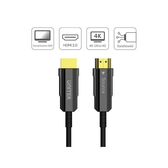 Kabel optyczny HDMI 2.0 AOC 4K 30,0m Unitek C11072BK-30M