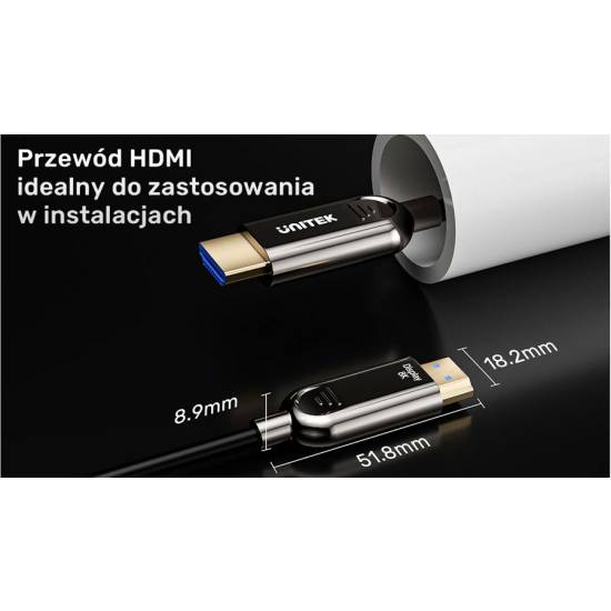 Kabel optyczny HDMI 2.1 AOC 8K 120Hz 30m Unitek C11085GY01-30M