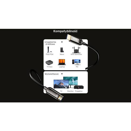Kabel optyczny HDMI 2.1 AOC 8K 120Hz 30m Unitek C11085GY01-30M