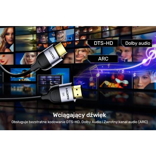 Kabel HDMI 2.1 M/M 8K 1,5m Unitek C11086GY01-1.5M