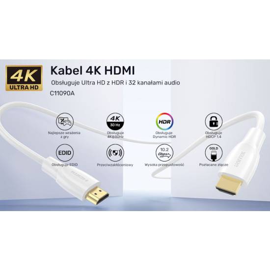 Kabel HDMI 1.4 4K M/M 15,0m Unitek C11090AWH01-15M biały