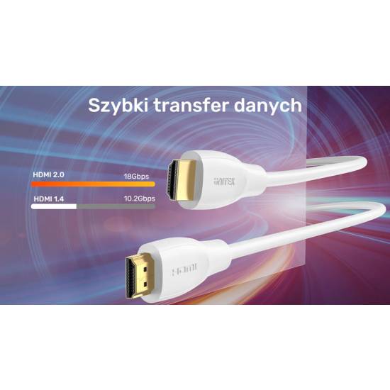 Kabel HDMI 2.0 4K M/M 1,0m Unitek C11090AWH03-1M biały