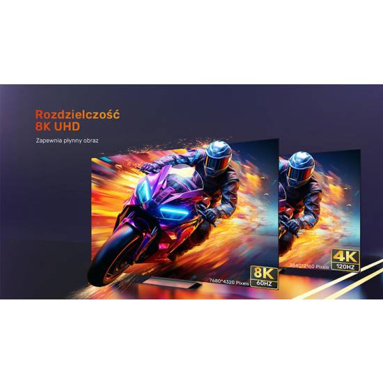 Kabel HDMI 2.1 8K M/Ż przedłużacz 1,0m Unitek C11091AGY01-1M