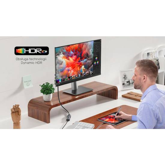 Kabel HDMI 2.1 8K M/Ż przedłużacz 1,0m Unitek C11091AGY01-1M