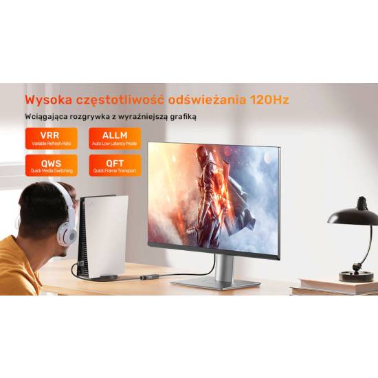 Kabel HDMI 2.1 8K M/Ż przedłużacz 1,0m Unitek C11091AGY01-1M