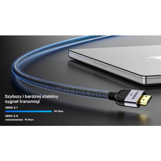 Kabel HDMI 2.1 M/M 8K LUX oplot 3,0m Unitek C11093RGY01-3M