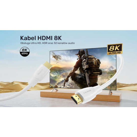 Kabel HDMI 2.1 8K M/M HDR 2m Unitek C11099AWH03-2M biały