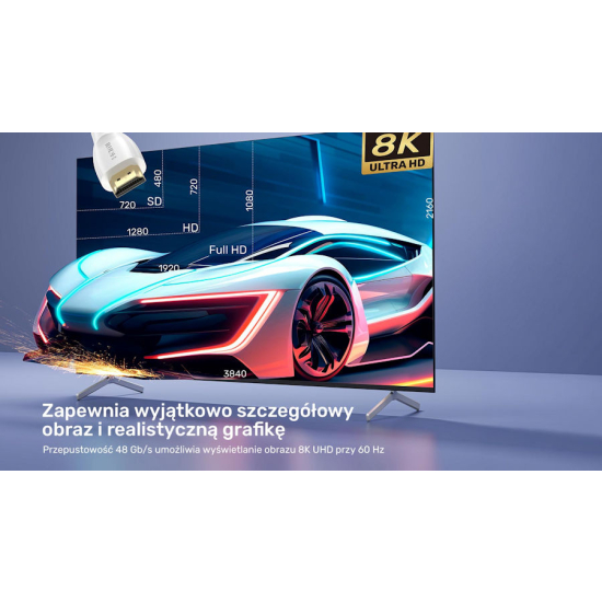 Kabel HDMI 2.1 8K M/M HDR 2m Unitek C11099AWH03-2M biały